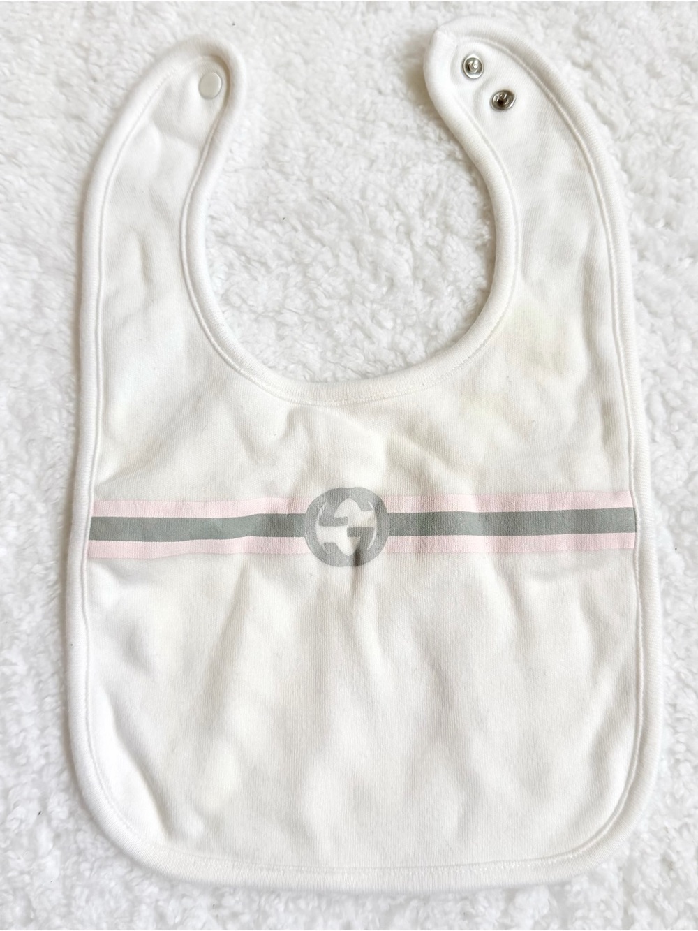 Gucci Bib GG White Pink Baby Girl Infant RARE Made In Italy